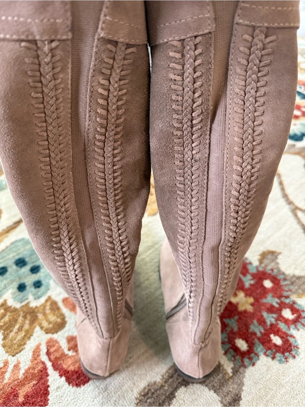 Vince Camuto Women's Over-the-Knee Suede Block Heel Boot - Beige